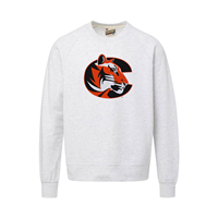 MV Sport Vintage Ash Fleece Tiger Logo Crew Sweatshirt