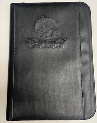 Cowley College Debossed Leather with Zipper Binder Portfolio