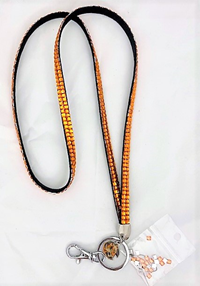 Spirit Products Rhinestone Tiger Logo Orange Bling Lanyard