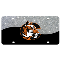 WinCraft Silver Glitter & Black Swirl Tiger Logo License Plate