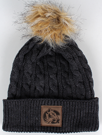 Ahead Ladies Charcoal w/ Tan Pom Knit Beanie