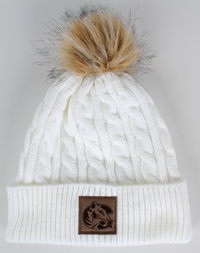 Ahead Ladies Winter White w/ Tam Pom Knit Beanie