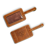 Luggage Tag Leather C Logo Tan