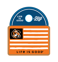 Blue84 Mini Tiger Logo Life is Good Flag  2"x1.25" Sticker