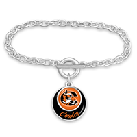 From the Heart Enterprises Stacked Disc Tiger Logo with Cowley Charm Silver Bracelet