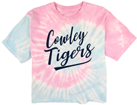 Blue84 Tie Dye Sky Blue & Hot Pink Crop T-shirt