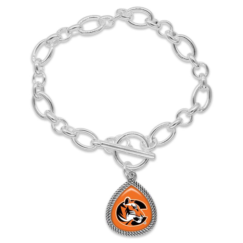 From the Heart Enterprises Willow Tiger Logo Tear Drop Charm Toggle Clasp Silver Bracelet (SKU 1012791915) From the Heart Enterprises Willow Tiger Logo Tear Drop Charm Toggle Clasp Silver Bracelet (SKU 1012791915)