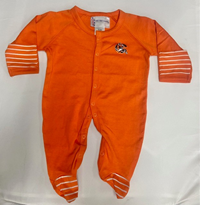 Two Feet Ahead Tiger Logo Footed Orange Infant Creeper