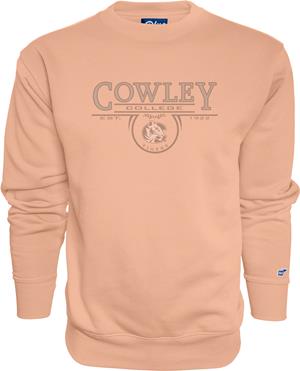 Blue84 Cowley College Est 1922 Tiger Logo & Tigers Inside Circle Leaf Design Crew Sweatshirt