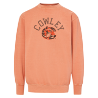 MV Sport Coastal Color Cowley Arched w/ Tiger Logo Distressed Tangy Tangerine Crew Sweatshirt