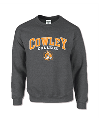 TRT Cowley College w/ Tiger Logo Dark Heather Crew Sweatshirt