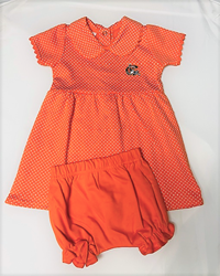 Two Feet Ahead Cowley Tiger Logo Orange Infant Dress with Bloomers