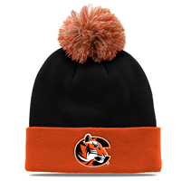 The Game Tiger Logo Black & Orange Pom Roll Up Knit Beanie