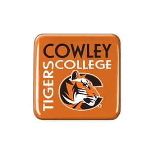 Spirit Products Cowley College Tigers w/ Tiger Logo 2x2 Orange Celluloid Magnet