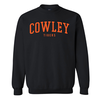 MV Sport Cowley Tigers Tone on Tone with Orange Embroidery Black Crew Sweatshirt