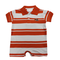 Two Feet Ahead Tiger Logo Rugby Striped Orange Infant Onesie