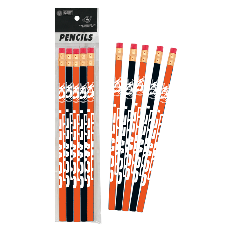 Spirit Products Tiger Logo Cowley Wrap Black & Orange 5pk #2 Pencil Set (SKU 1008140216)