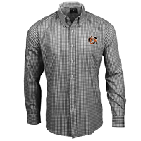 Antigua Rank Plaid Tiger Logo Long Sleeve Dress Shirt