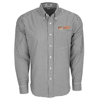 Vantage Mens Tiger Logo Cowley Tigers Gingham Long Sleeve Black/White Dress Shirt