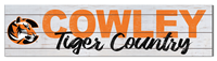 KH Sports Fan Cowley Tiger Country 40x10 Shiplap Wood Sign