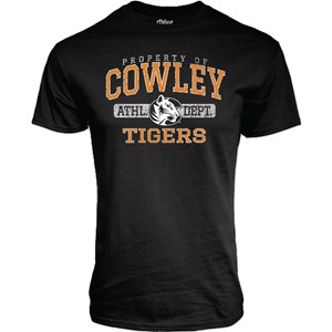 Blue84 Property of Cowley Athl Tiger Logo Dept Tigers Black T-shirt