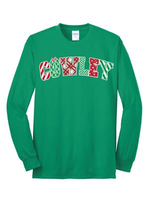 Port&Co Cowley Christmas Pattern Kelly Green Long-Sleeve T-shirt