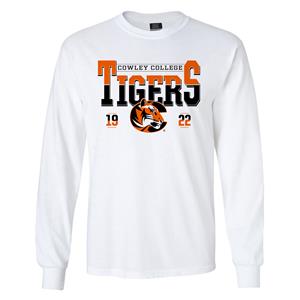 MV Sport Classic Fit Cowley College Tigers 19C22 Long Sleeve White T-shirt