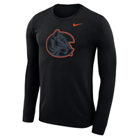 Nike Dri-fit Tiger Logo w/ Orange Outline Long Sleeve Black T-shirt