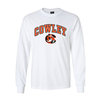 MV Sport Cowley Arched Tiger Logo Long Sleeve White T-shirt