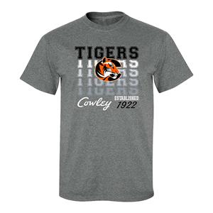 MV Sport Classic Fit Tigers Repeated Tiger Logo Cowley Est1922 T-shirt