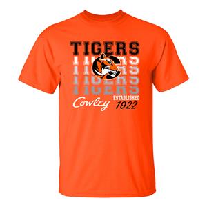 MV Sport Classic Fit Tigers Repeated Tiger Logo Cowley Est1922 T-shirt