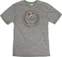 Blue84 Tri-blend Tiger Nation Cowley Tigers 1922 AC KS Circle Leaf Design T-shirt