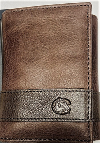 MCM Leather Tiger Logo Debossed Tan/Cognic Tri-Fold Wallet